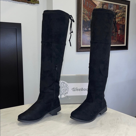 New!! ✨ Women’s Elegant Faux Suede Black Over-the-Knee Boots- Size 9 & 10 - Picture 4 of 7